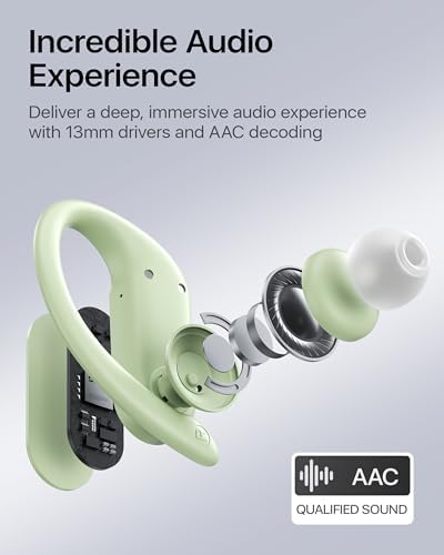 Maximize Your Fitness Journey with NS18 Wireless Earbuds – 12-Hour Playtime, Sweatproof Design, Tailored Sound via Custom App, and Robust 13 mm Bass Drivers for Deep Audio Experience, Featuring Bluetooth 5.3 for Seamless Connectivity (Black) – Ideal for Active Lifestyles and Audiophile Enthusiasts