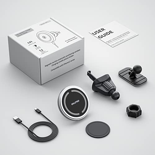 OHLPRO Mag Safe Car Charger Mount for i Phone 16/15/14/13 Pro Max – 15 W Fast Charging Phone Holder with 360° Rotation, Secure Adhesive Base for Tesla and Other Vehicles, Ultimate Magnetic Car Accessory for Safe Driving and Hands-Free Navigation – Perfect Gift for Tech Enthusiasts and Road Warriors