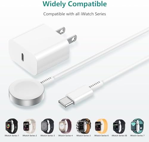 Revolutionary 2-in-1 Magnetic USB-C Charger for Apple Watch & i Phone – 3 ft Fast Charging Cable for Series Ultra/9/8/7/6/SE/SE2/5 & i Phone 14/13/12/11 Pro/Pro Max – Ultimate Convenience, Enhanced Compatibility, and Robust Durability for Modern Tech Users