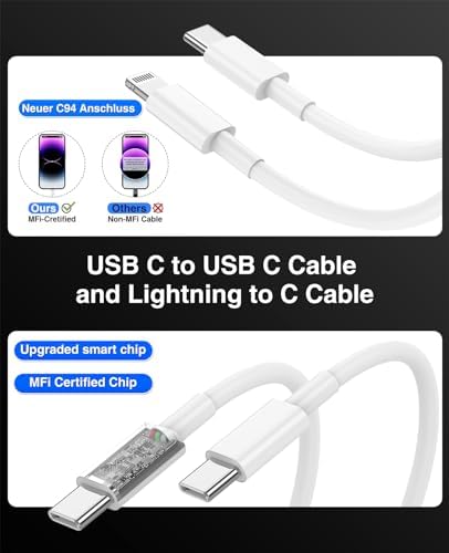 Ultimate 40 W Dual USB-C Car Charger for i Phone 16/15 & i Pad Pro – MFi Certified Fast Charging Adapter with 6 FT USB-C Cable for Galaxy S24/S23 – Premium Power Solution for On-the-Go Connectivity in Sleek White Finish