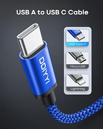 USB Type C Cable 5Pack (3/3/6/6/10FT), Nylon Braided USB C Cable Fast Charger Cord for iPhone 16/15, Samsung Galaxy S24 S23, LG V30 V20 G5 G6, PS5, Google Pixel, Redmi, HTC – Enhanced Compatibility and Speed
