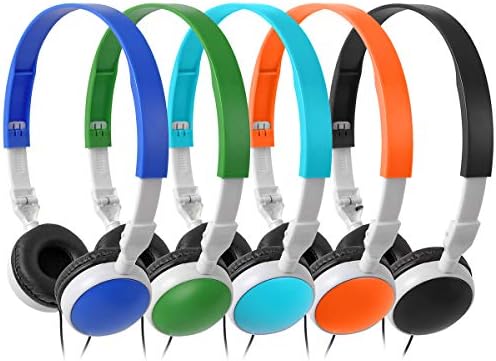 Cyan Adjustable Classroom Headphones for Kids – Bulk 10 Pack Wired Earbuds for Enhanced Learning | Durable, Comfortable Fit for Students | Compatible with Most Devices for Online Classes and Educational Use