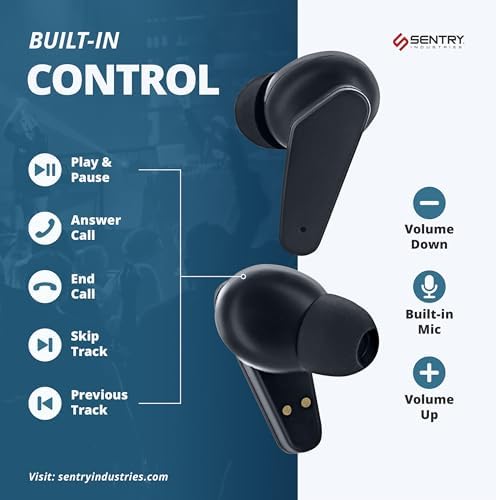 SENTRY OSE Wireless Stem Earbuds – Elevate Your Audio Experience with -20 d B Active Noise Cancellation, 10-Hour Playtime, and Touch Controls – Ideal for Commuters, Audiophiles, and On-the-Go Listening with Portable USB-C Charging Case and Built-In Microphone