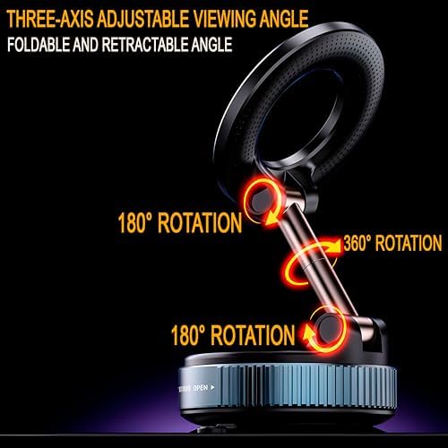 Magnetic 360° Car Phone Holder – Strong Vacuum‑Lock Suction Cup | Dashboard & Windshield Mount | Universal for iPhone, Samsung & All Smartphones – Enhanced Compatibility and Speed
