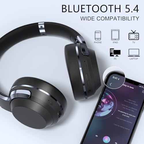 ZIHNIC Wireless Over-Ear Headphones with Active Noise Cancelling – Experience Unmatched Immersion with Ergonomic Comfort and Extended Battery Life for Music, Gaming, and More – Sleek Black Design with Low Latency for Flawless Audio Enjoyment
