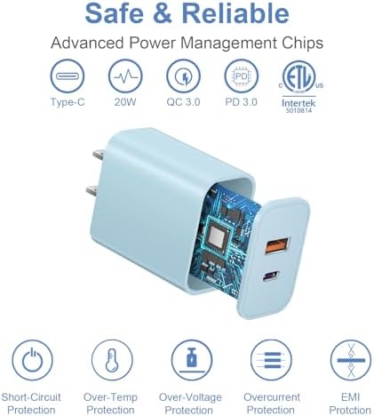 Triple Pack USB C Fast Charging Block – Dual Port PD Power Adapter for i Phone 16 Series, i Pad, Google Pixel, and Samsung Galaxy – Enhanced Efficiency and Versatile Compatibility for Home and Travel Charging Solutions