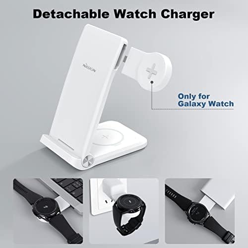 Nillkin 3-in-1 Wireless Charging Hub for Samsung Devices – Fast-Foldable Power Station for Galaxy S23/S22/S21, Galaxy Watch (5/4/3/Active 2), and Galaxy Buds – Ultimate Travel-Friendly Charger with Smart Safety Features and Efficient Power Management