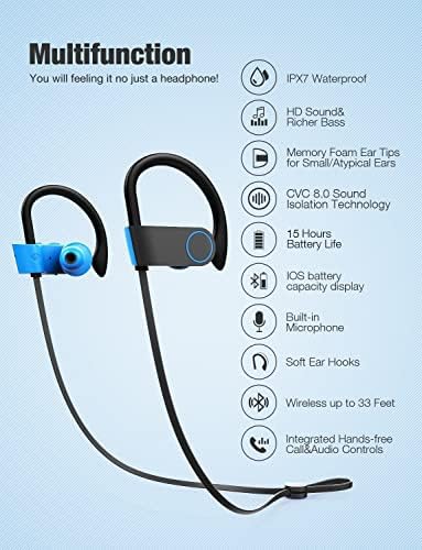 Otium Wireless Bluetooth Earbuds – IPX7 Waterproof Sports Headphones for Gym and Running, HD Stereo Sound with 15-Hour Battery Life, Sweatproof In-Ear Design, Enhanced Compatibility for Active Lifestyles