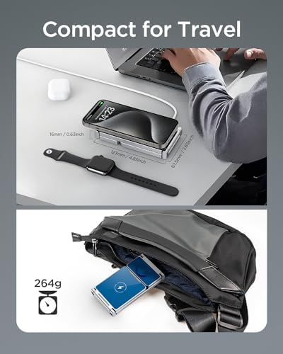Hohosb Foldable 3-in-1 Magnetic Wireless Charger Station – Premium Zinc Alloy Design for i Phone 15/14/13/12, Air Pods Pro/3/2, and Apple Watch – Mag Safe Compatible, Fast Charging, and Travel-Friendly Solution for All Your Devices (Blue)