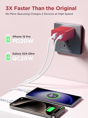 Aioneus 40 W USB C Fast Charging Block – 4-Port Dual PD & QC Wall Charger for i Phone 11-16, i Pad & Samsung Devices – Compact, High-Performance Power Adapter with Enhanced Safety Features for Home & Travel