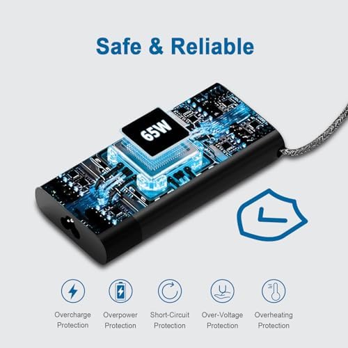 HP 65 W USB-C Laptop Charger: Ultra-Fast Charging Power for Spectre x360, Envy, Elitebook & Chromebook Models – Versatile Compatibility with Advanced Safety Features for Enhanced Device Longevity and Performance