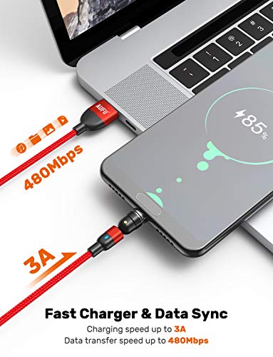 AUFU Magnetic Fast Charging Cable Set – 5 Pack (1.6 ft, 3.3 ft, 3 x 6.6 ft) – 3 A High-Speed USB C Charging & Data Transfer – Durable Nylon Braided Design – Effortless Magnetic Connection in Stylish Red – Versatile Compatibility for All Devices – Upgrade Your Charging Efficiency