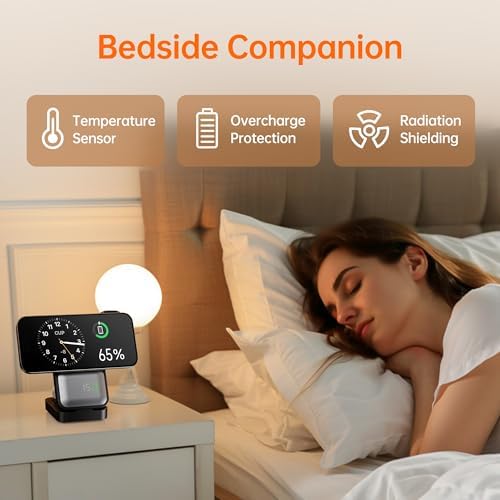 GUSGU Mag Time 5-in-1 Foldable Wireless Charging Station with Real-Time Display, Ultra-Fast Power Delivery for i Phone 16/15/14/13, Apple Watch 9, and Air Pods – Compact, Stylish & Travel-Ready Charging Solution for All Your Smart Devices