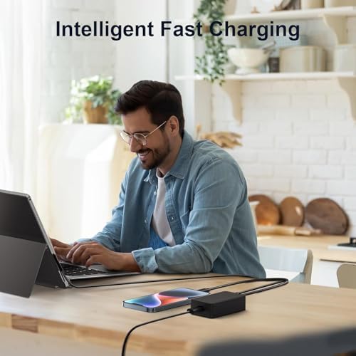 High-Performance 65 W Surface Pro Charger – Universal Compatibility for Surface Devices, Fast Charging with 6 FT Cable & USB Port, Safe & Efficient Power Supply for Surface Pro 9/8/7/6/5/4/3, Surface Laptop 5/4/3/2/1, Surface Book, & Surface Go Models
