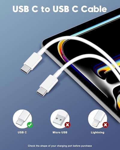 20 W Fast Charger Bundle for i Phone 16 Series & i Pad Models – Dual USB-C Wall Charging Blocks with 3 FT Cable for Lightning-Fast Device Power-Up and Enhanced Compatibility with Air Pods – Ideal for Busy Lifestyles and Travel