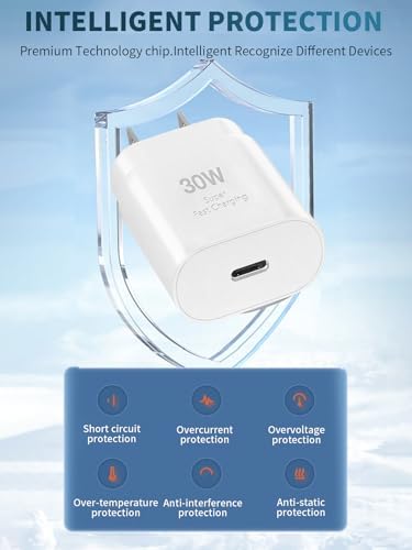 30 W USB-C Super Fast Charger Block with 10 FT Type C Cable – Optimal Charging Solution for i Phone 16/15 Pro & Galaxy S25 Ultra – Enhanced Portability & Rapid Power Delivery for All Devices