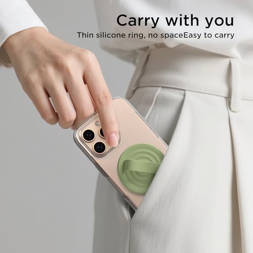 Revolutionary Magnetic Phone Ring Grip Holder – Ergonomic Silicone Finger Loop for i Phone Pro Max/Plus, 12/13/14/15/16 Series – Compatible with Mag Safe – Oat Color Enhances Aesthetics and Comfort – 360-Degree Rotation for Effortless Use – Secure Your Device with Style and Stability – Essential Smartphone Accessory for Unmatched Usability and Convenience