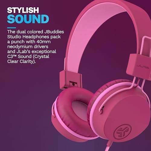 Experience Superior Sound with JLab JBuddies Studio On-Ear Kids Headphones – Safe Volume Limiter, Adjustable & Folding Design, Noise Isolation, Built-in Mic for Toddler Audio Enjoyment (Graphite/Blue) – Perfect for Home, School, and Travel