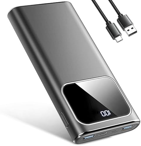 Ultra-Slim 10000 m Ah Portable Charger – PD 15 W Fast Charging Power Bank with 4 Outputs & 3 Inputs, Built-in Type-C, USB-A – Compatible with i Phone 16, 15, Samsung S22, S21 & Most Android Devices – Perfect for Travel & Daily Use