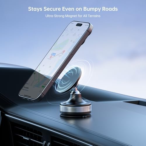 Vacuum Magnetic Car Phone Holder/Mount/Stand with Ultra Strong Suction Cup, 360°Rotating Gym/Shower Cellphone Holder Fit for MagSafe iPhone 12/13/14/15/16 Pro Max & All Smartphones – Enhanced Compatibility and Speed