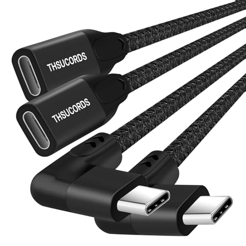 High-Performance 100 W USB C Extension Cable 0.3 FT – 2 Pack | 10 Gbps Right Angle Male to Female Adapter for Seamless Charging & Data Transfer | Compatible with Mac Book, i Pad Pro, Nintendo Switch & Steam Deck | Enhanced Durability & Versatile Connectivity Solutions