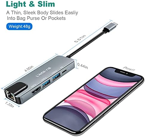 Unlock Ultimate Connectivity with Our 5-in-1 USB C Hub | 4 K HDMI Adapter with Ethernet & 100 W Power Delivery | Fast Data Transfer with Dual USB 3.0 & 2.0 Ports | Ideal for Mac Book Pro, Chromebook, and XPS Users | Compact & Durable Design for On-the-Go Productivity