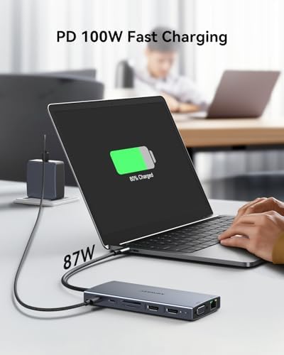 Transform Your Workspace with the Ultimate 9-in-1 USB C Hub Multiport Adapter for Mac Book Pro & Air – High-Speed 4 K HDMI Output, 100 W Power Delivery, and Effortless Connectivity for i Pad Pro, i Mac, and More – Enhance Productivity with 5 USB Ports and SD/TF Card Reader for Seamless Data Transfer and File Access