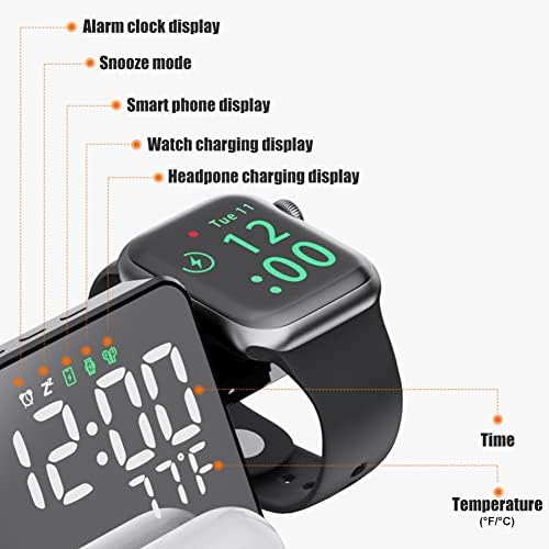 Ultimate 4-in-1 Wireless Charging Station for Apple Devices – 18 W Fast Charge with Integrated Alarm Clock and Temperature Display – Sleek and Efficient Charging Dock for i Phone 12 to 16, Apple Watch, and Air Pods – Stylish, Space-Saving Design for Modern Living