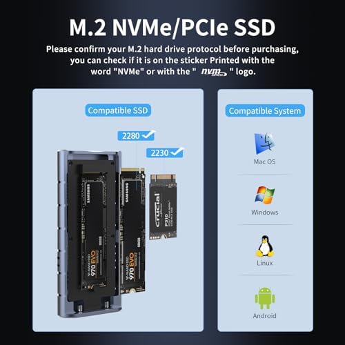 GODO RGB M.2 PCIe NVMe & SATA External SSD Enclosure – Ultra-Fast USB-C Adapter with Tool-Free Installation, 10 Gbps Transfer Speed, UASP & TRIM Support, Stylish RGB Lighting for Enhanced Portability and Performance