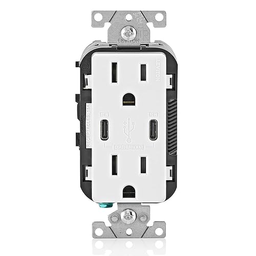 Leviton 60 W Dual USB Type A/Type-C In-Wall Charger – Fast, Efficient Power Delivery Solution for Smartphones, Tablets & Laptops – Tamper-Resistant Outlet in Light Almond for Safe, Clutter-Free Charging Experience – Perfect for Home and Office Use