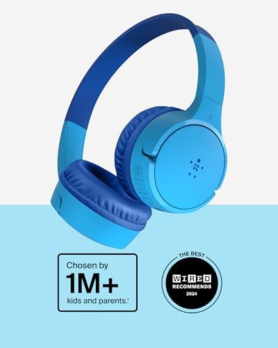 Belkin Sound Form Mini Kids Wireless Bluetooth Headphones – Safe 85 d B Volume Control, 30-Hour Playtime, Built-In Microphone – Lightweight On-Ear Style for i Phone, i Pad, Fire Tablet & More – Ideal for Learning, Entertainment & Safe Listening