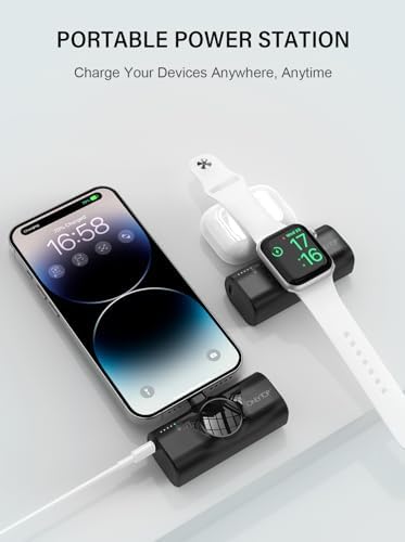 Travel Essentials Dual Mini Power Bank Set – 4500 m Ah Portable Charger for i Phone 14 & Apple Watch – Compact Fast Charging Solution in Sleek Black & White – Ideal Travel Accessory for On-the-Go Tech Users