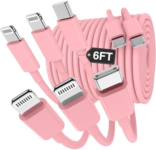 Versatile 3-in-1 i Phone Charger Cable – 6 FT USB C to Lightning with Triple Port Compatibility for i Phone 16/15/14/13/12/11 Pro Max/XS/XR/8 & i Pad Pro/Mini – Fast Charging Solution (2-Pack, Black) for Effortless Multi-Device Power Management