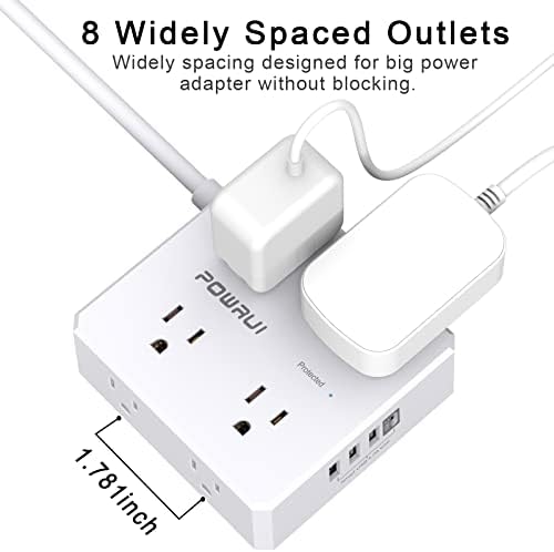 Maximize Your Power Management with a 6 Ft Surge Protector Power Strip – 8 Outlet Extension Cord Featuring 4 Fast USB Charging Ports (1 USB-C), Ideal for Home Office Convenience and Safety, ETL Listed for Enhanced Surge Protection and Compatibility
