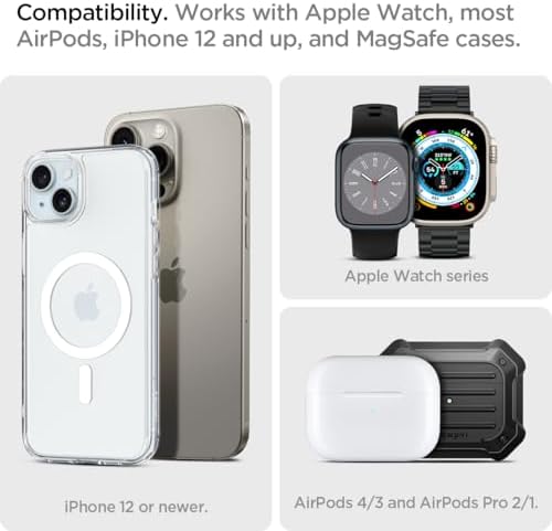 Maximize Charging Efficiency with Spigen One Tap Pro (Mag Fit) 3-in-1 Qi2 Certified Wireless Charging Stand – Rapid 15 W Power for i Phone 16/15/14/13/12, Apple Watch Ultra 2/1, and All Air Pods Models – Sleek Design with Enhanced Safety Features and Magnetic Alignment for Effortless Use