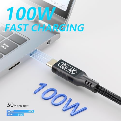 10 ft USB C Extension Cable – High-Speed 20 Gbps Data Transfer, 4 K Video Support & 240 W Power Delivery – Ideal for Thunderbolt 3 Devices, Perfect for Home Office and Gaming Setup – Durable, Flexible Connectivity for Enhanced Performance