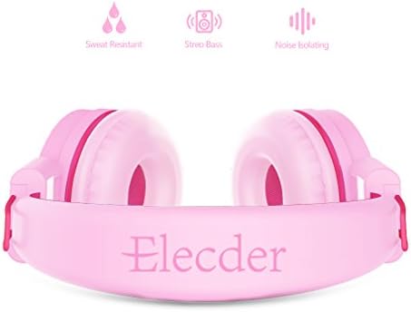 ELECDER i37 Foldable Kids Headphones – Lightweight, Adjustable On-Ear Wired Headphones in Vibrant Peach/Purple for School, Travel & Home Learning – Perfect Audio Companion for Young Learners & Teens with Comfortable Fit and Universal Device Compatibility