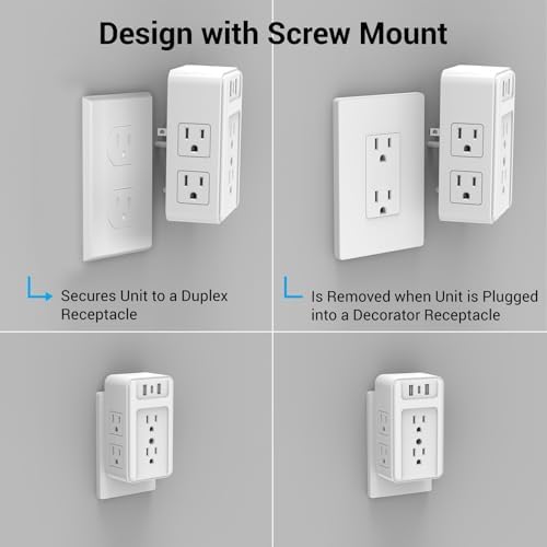 Elevate Your Charging Game with the Clear Power 2-Outlet Power Strip – 6 ft Flat Plug Power Station Featuring 3 USB Ports (1 USB-C) for Rapid Device Charging, Ideal for Home, Office & Travel, Durable & Compact Design, White, Model DC3 S-1102-DC