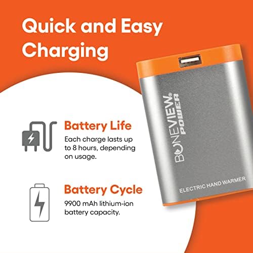 Ultimate Electric Hand Warmer & Power Bank by Bone View – 9900 m Ah Rechargeable Battery with Rapid Heat & Integrated Flashlight – Essential Camping Gadget for Hunters, Fishers & Outdoor Enthusiasts – Lightweight, Durable, Multi-Device Charging Solution