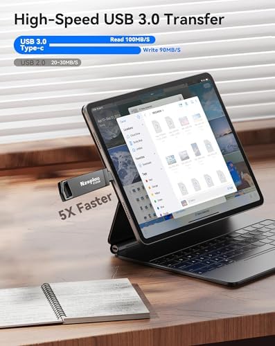 256 GB Lightning & USB-C Flash Drive for i Phone/i Pad – Ultra-Fast USB 3.0 Memory Stick for Effortless Photo & Video Backup – Plug & Play External Storage Solution (Sleek Silver Design) – Perfect for Seamless Data Management and Expansive Memory Needs