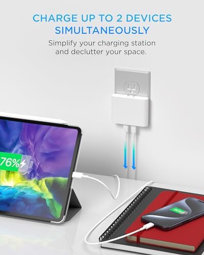 i Home 2-Port USB Wall Charger – Compact Dual Port AC Adapter for Rapid Device Charging – Flat Design for Travel & Home Use – Enhanced Compatibility with Smartphones & Tablets – Safe, High-Speed Charging Solution