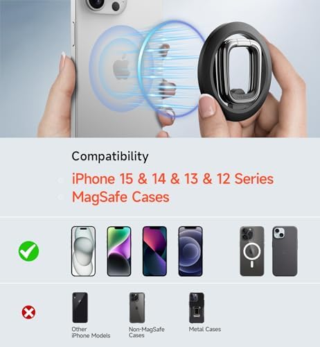 SURITCH Mag Safe Phone Grip – Innovative Magnetic Ring Holder for i Phone 15 Series, 360-Degree Adjustable Kickstand for Optimal Viewing, Ergonomic Design for Secure Handling, Sleek Silver Finish, Seamless Compatibility with Mag Safe Cases – Transform Your Mobile Experience