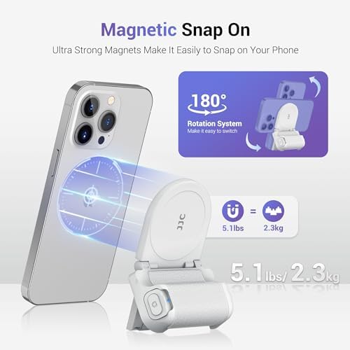 Transform Your Smartphone Photography with the JJC Magnetic Camera Grip Handle – Lightweight Ergonomic Phone Accessory with Wireless Shutter Remote & Tripod Compatibility for i Phone and Android Users, Stylish White Finish for Enhanced Control and Effortless Shooting