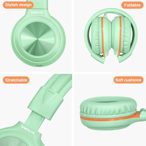 SIMOLIO 2-Pack Foldable Wired Headphones with Volume Limiter – Lightweight & Comfortable 3.5 mm Audio Solution for Kids and Adults – Perfect for Travel, Home, Office, Music, Gaming, and Calls – Exceptional Sound Quality and Durability