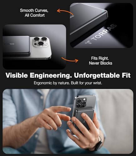 Ultra-Slim TORRAS 10,000 m Ah Power Bank with Built-in USB-C Cable – Lightweight Portable Charger for i Phone 16/15 & Samsung S24 Ultra, 22.5 W Fast Charging, Durable Design for Travel and Outdoor Use – Glacier Grey, Enhanced Safety & Dual Device Charging