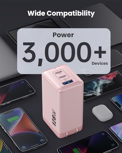High-Efficiency 128 W USB C Wall Charger – Ga N III 3-Port Fast Charging Hub for Mac Book, i Phone, Galaxy & More – Portable 65 W Adapter with Foldable Design for Ultimate Convenience and Speed