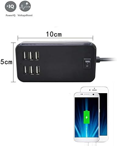 High-Efficiency 6-Port USB Charging Station – Advanced Multi-Device Power Hub with Integrated On/Off Switch – Sleek Black Finish for Seamless Charging of Smartphones, Tablets, and More – Perfect for Home & Office Environments