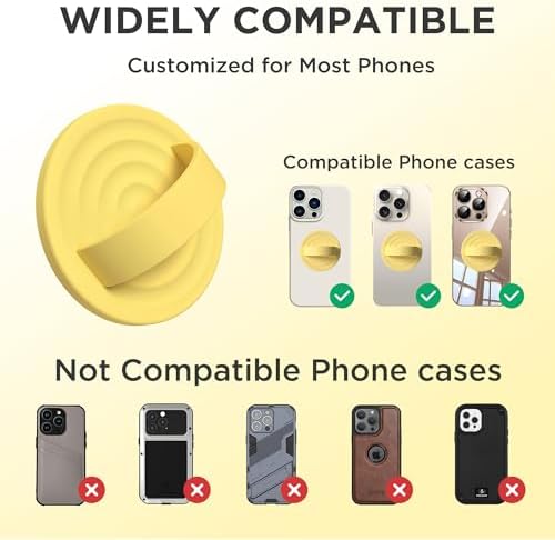 Upgraded Magnetic Phone Grip for i Phone: Premium Silicone Loop Holder with Mag Safe Compatibility – Ergonomic 360-Degree Stand, Non-Slip Design in Sleek Black for Enhanced Comfort and Secure Handling on i Phone 16/15/14/13/12 Pro Max/Plus