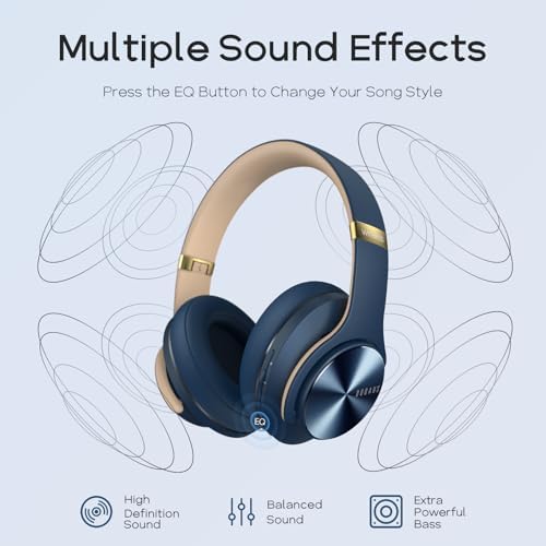 Transform Your Listening Journey with DOQAUS Over-Ear Bluetooth Headphones: 90-Hour Playtime, Tailored EQ Settings, and Superior Noise Cancellation for Unmatched Comfort and Audio Clarity in Music and Calls