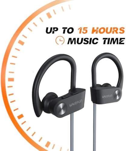 Advanced Waterproof Bluetooth Earbuds with Secure Ergonomic Ear Hooks – XBuds Over-Ear Headphones Engineered for Active Lifestyles – Immersive Deep Bass Audio, 15-Hour Battery Life, Integrated Microphone, IPX7 Water Resistance – Ultimate Comfort for Workouts and Outdoor Activities (Grey)